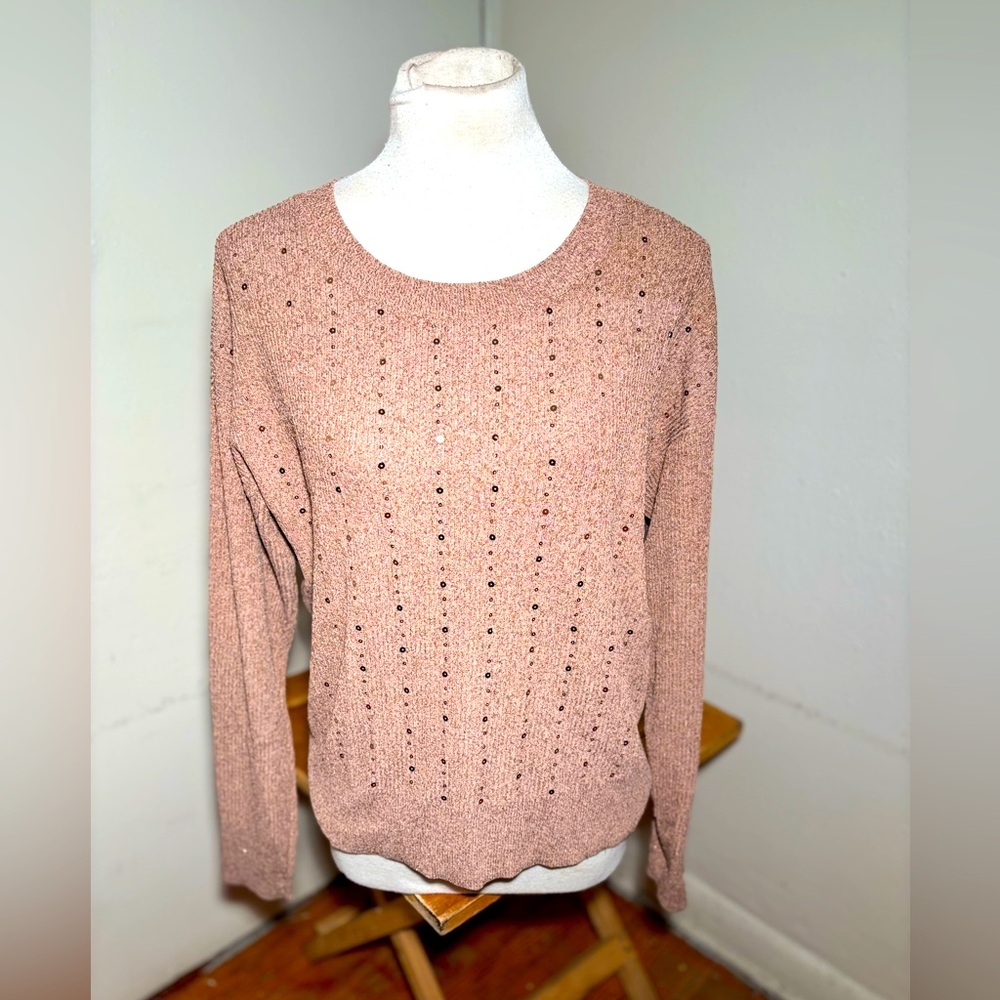 Alfani Metallic Sequin Crewneck Sweater